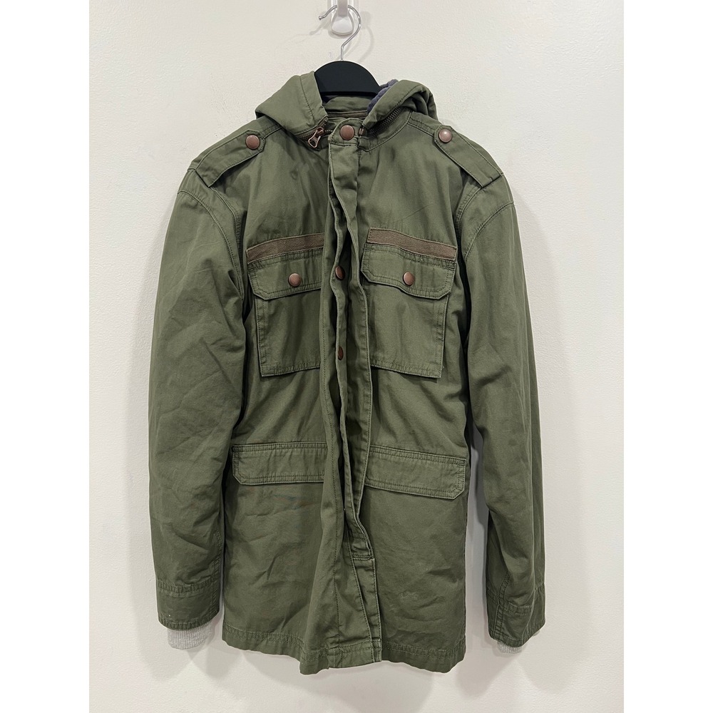 Treasure & Bond Jacket Olive Green Boys Layered Cargo Field Jacket Size XL 14/16